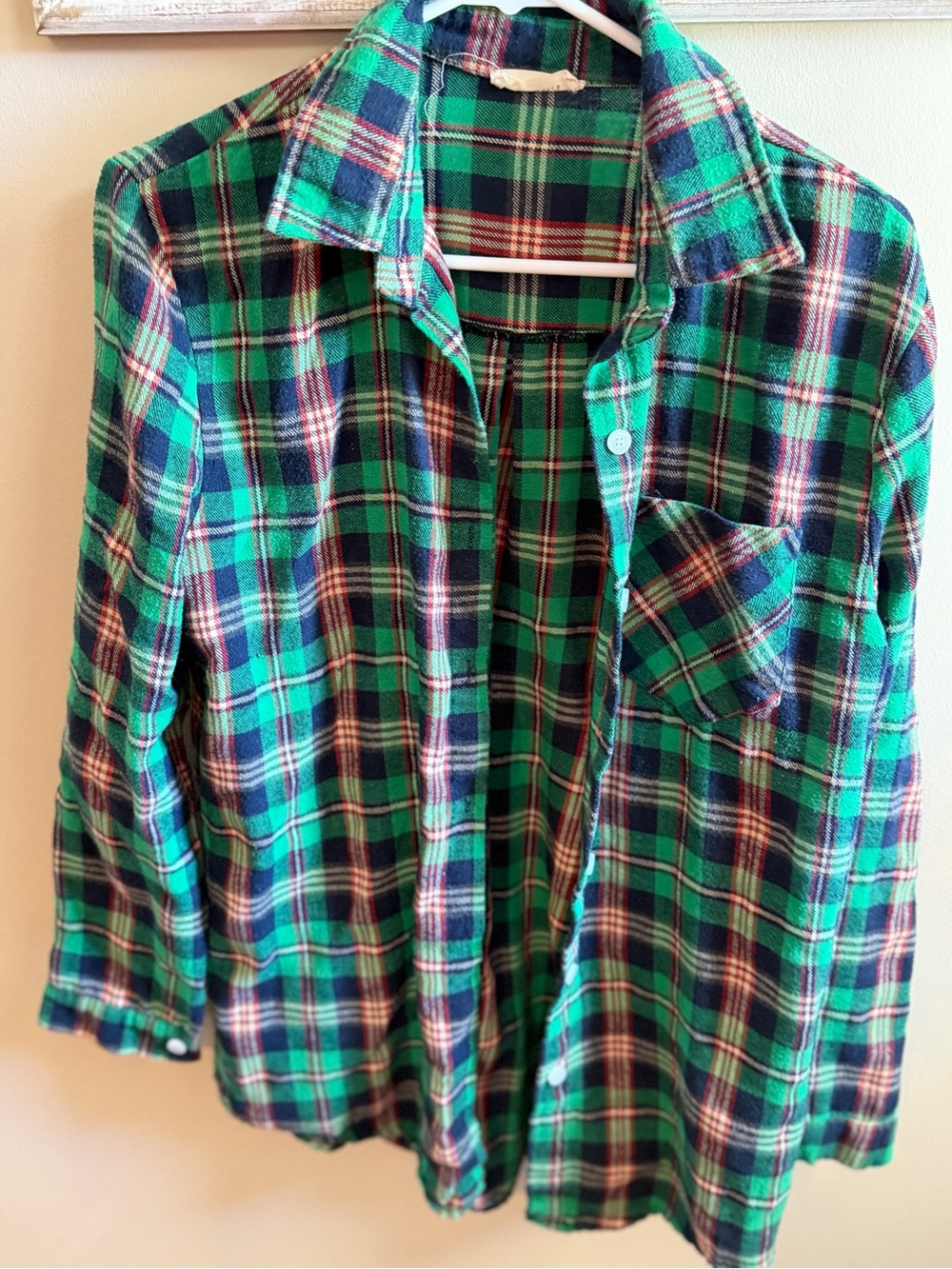 ADORA Green and Navy Plaid Button-Up Shirt